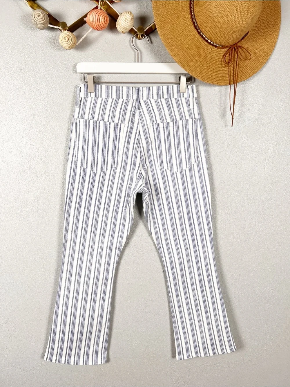 Frame Denim Le Crop Mini Boot Jeans in Dutch Blue Multi Stripe Size 28
